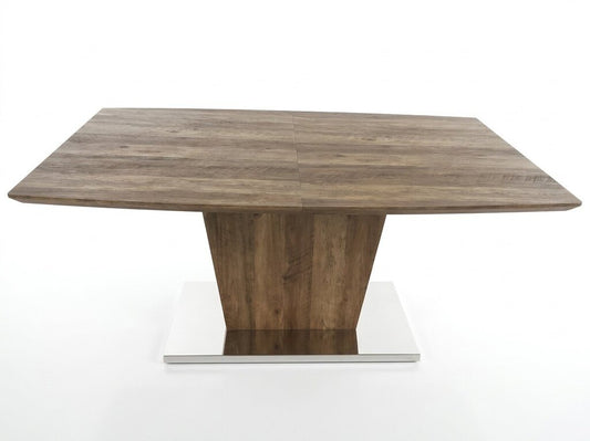 Brown Dining Table w/Butterfly Leaf & Chrome Base