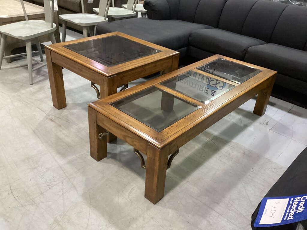 86123 - Glass Top 2pc Table Set (23x59x16)(29x29x21)