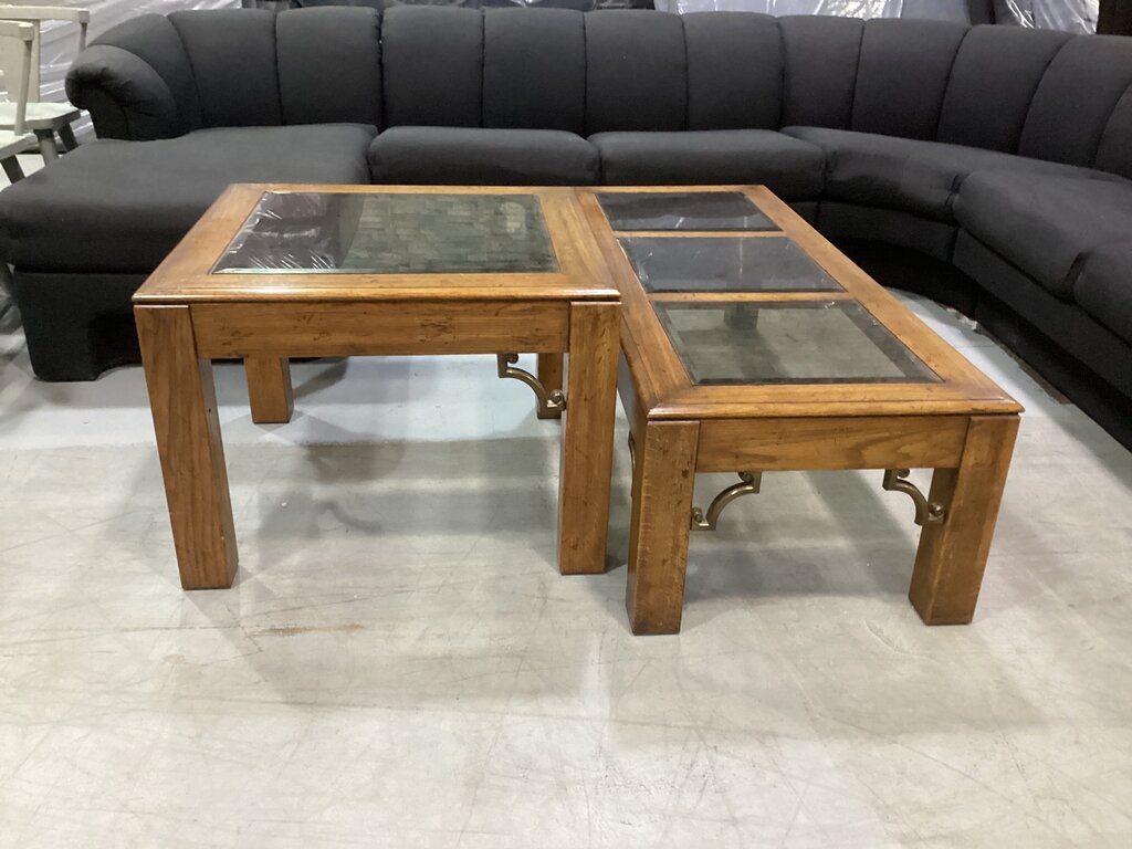 86123 - Glass Top 2pc Table Set (23x59x16)(29x29x21)
