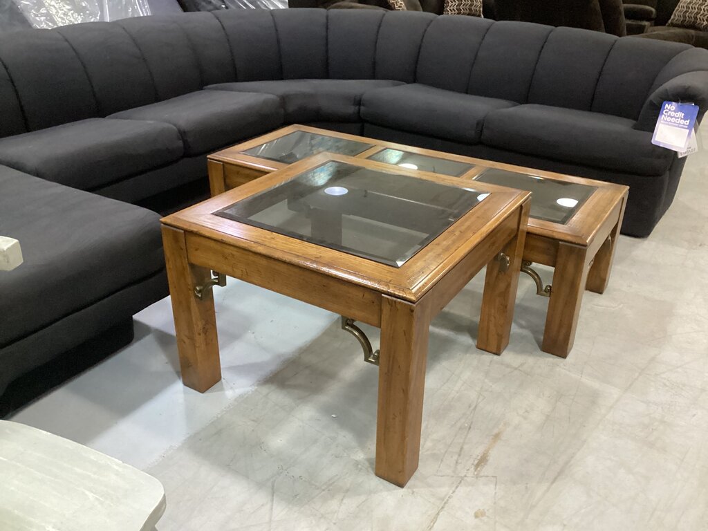 86123 - Glass Top 2pc Table Set (23x59x16)(29x29x21)