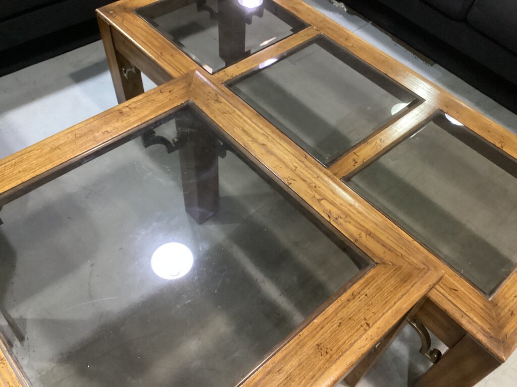 86123 - Glass Top 2pc Table Set (23x59x16)(29x29x21)
