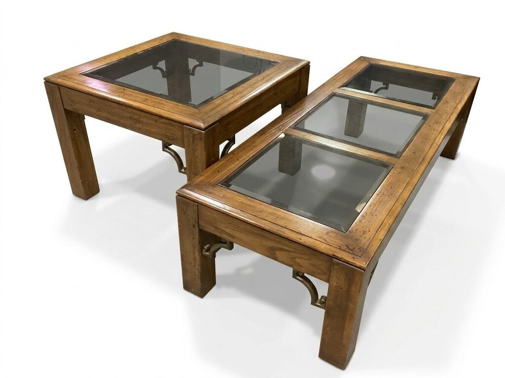 86123 - Glass Top 2pc Table Set (23x59x16)(29x29x21)
