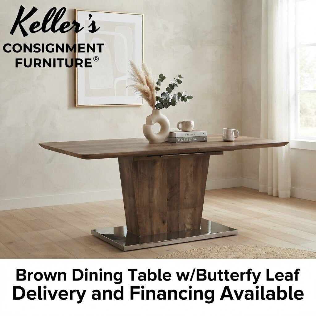 Brown Dining Table w/Butterfly Leaf