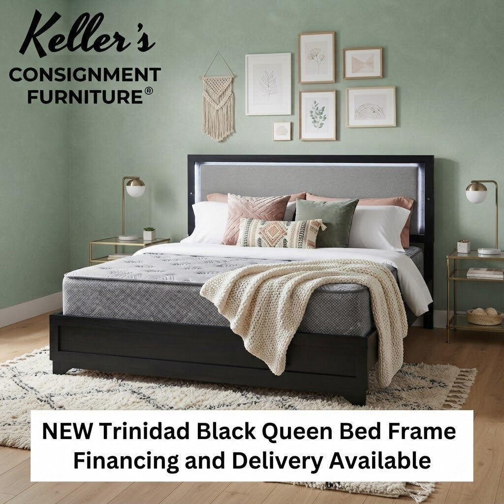 Trinidad Black NEW Platform Queen Bed Frame 63x83x54