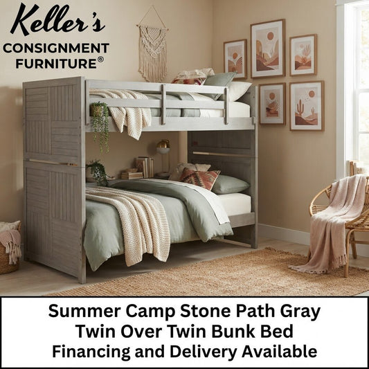85952 - Summer Camp Stone Path Gray Twin Over Twin Bunk Bed 40x80x71h