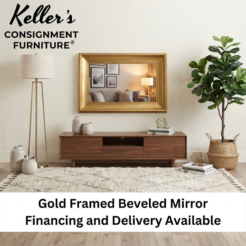 86384 (8544-3) Gold Framed Beveled Mirror 48x3x36