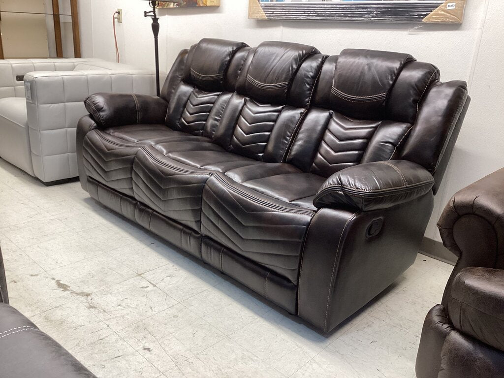 Navigator Brown NEW Reclining Sofa w/Console, USB & C, LED Lights 86x38x41 (653320)