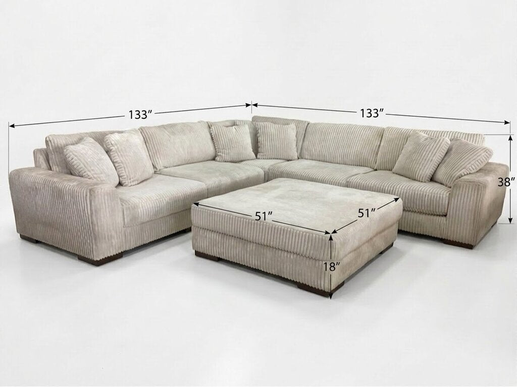 86424 Ashley Lindyn Sectional w/Ottoman (133x133x38 - 51x51x18)
