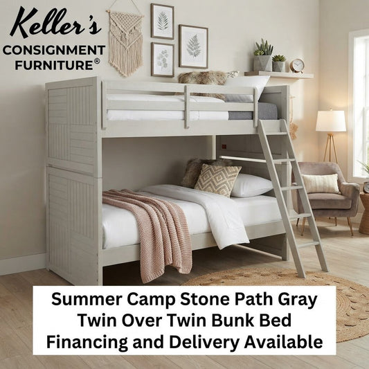 85952 - Summer Camp Stone Path Gray Twin Over Twin Bunk Bed 40x80x71h