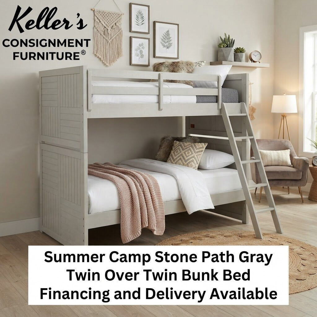 85952 - Summer Camp Stone Path Gray Twin Over Twin Bunk Bed 40x80x71h