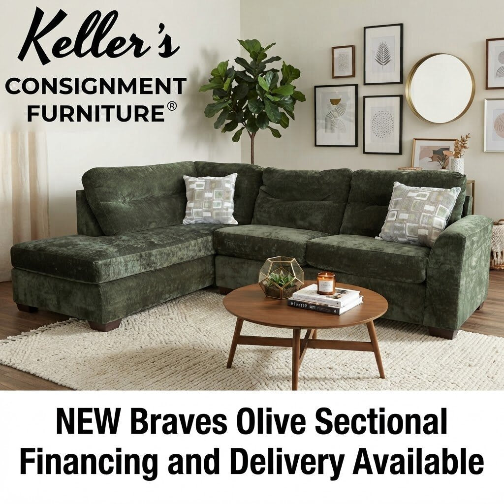 Braves Olive NEW 2pc Sectional LSF w/Ottoman 113x82x40 (23023-12)