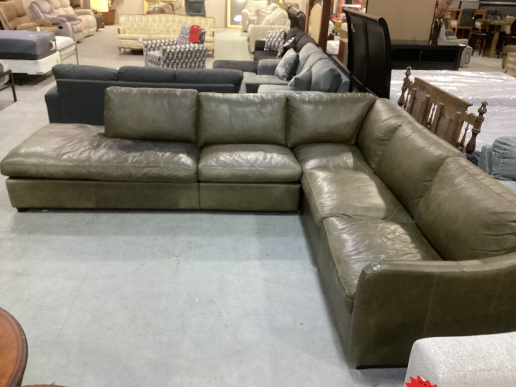 86423 - Palliser L-Shaped Genuine Leather 3pc Sectional 130x107x33