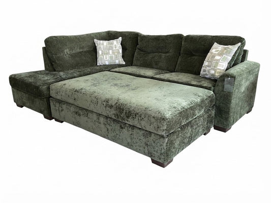 Braves Olive NEW 2pc Sectional LSF w/Ottoman 113x82x40 (23023-12)
