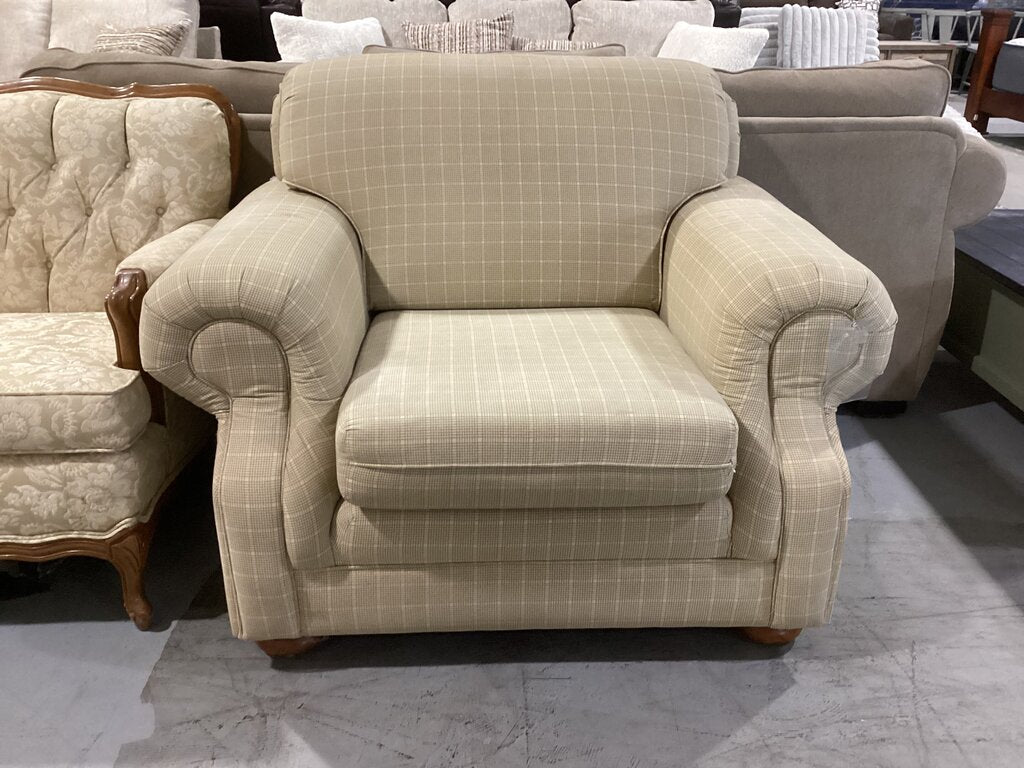 86439 Vintage Charles Schneider Plaid Armchair 45x38x35