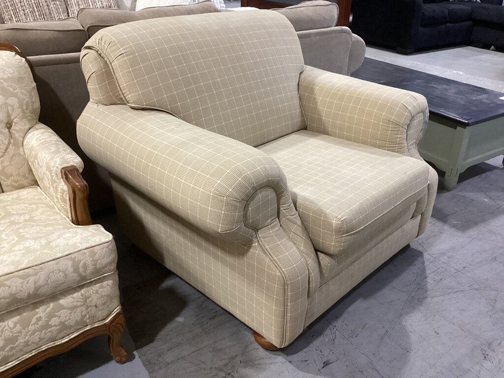 86439 Vintage Charles Schneider Plaid Armchair 45x38x35