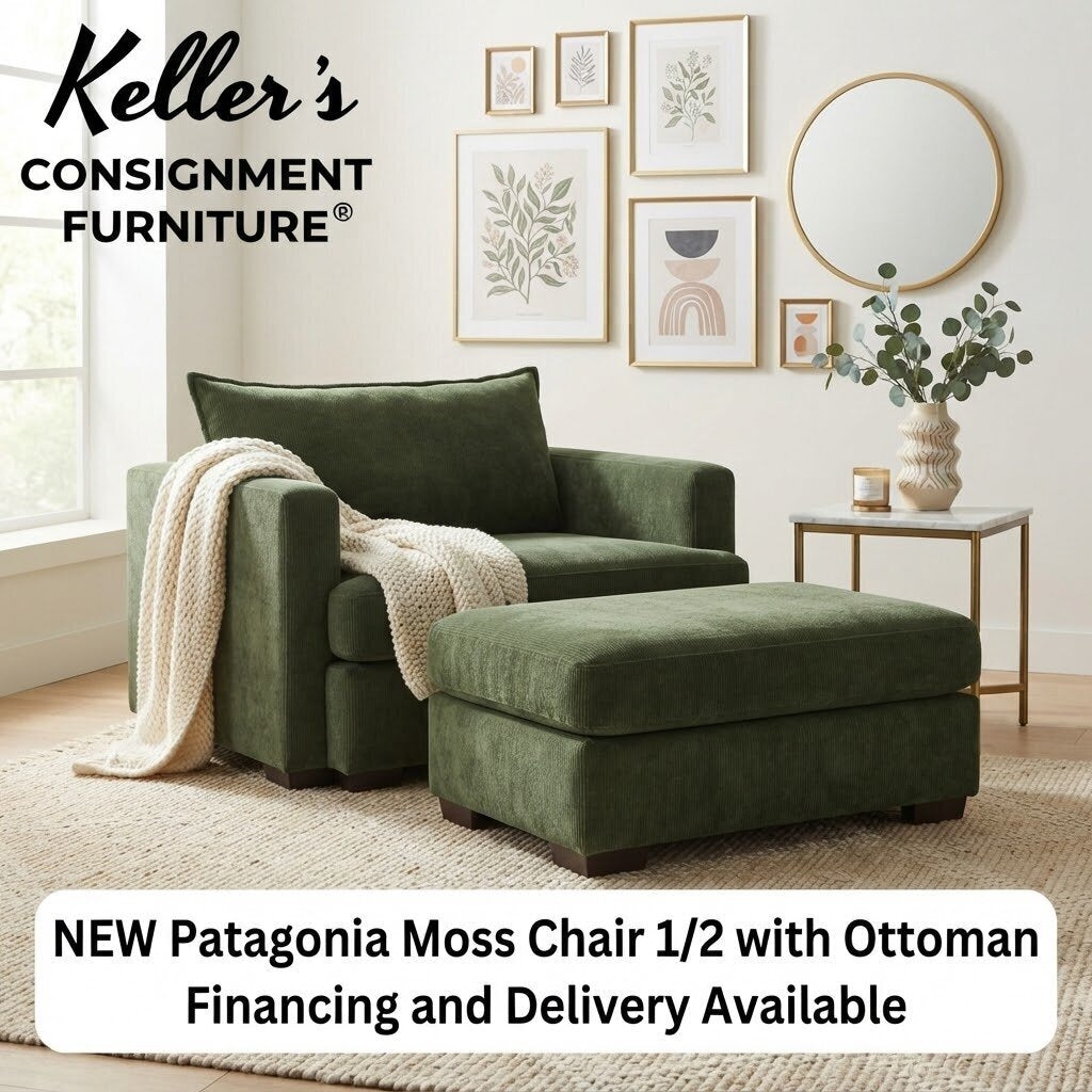 Patagonia Moss NEW Chair 1/2 with Ottoman 48x38x38, 26x49x19