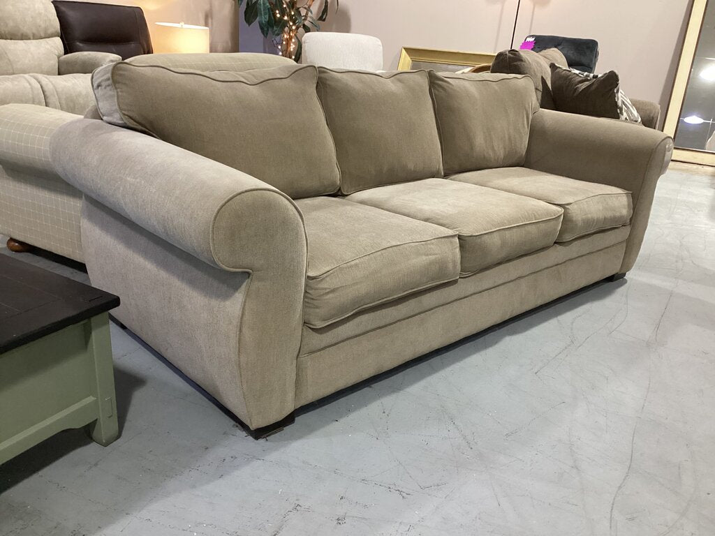 86441 - Beige Roll-Arm Plush Back Sofa 94x38x34