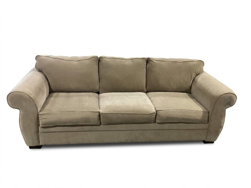86441 - Beige Roll-Arm Plush Back Sofa 94x38x34