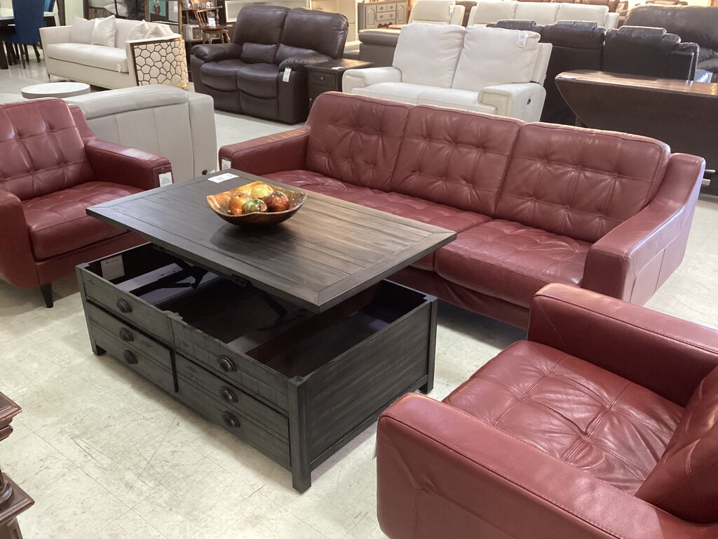 86450 - Centennial Leather Tufted Sofa 91x38x34