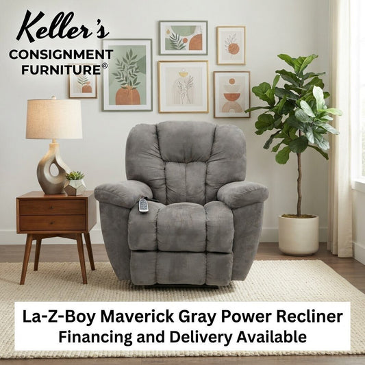 86449 - La-Z-Boy Maverick Gray Power Recliner 39x40x38