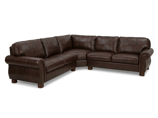 86486 - Thomasville Benjamin 3pc Leather Sectional 120x120x36