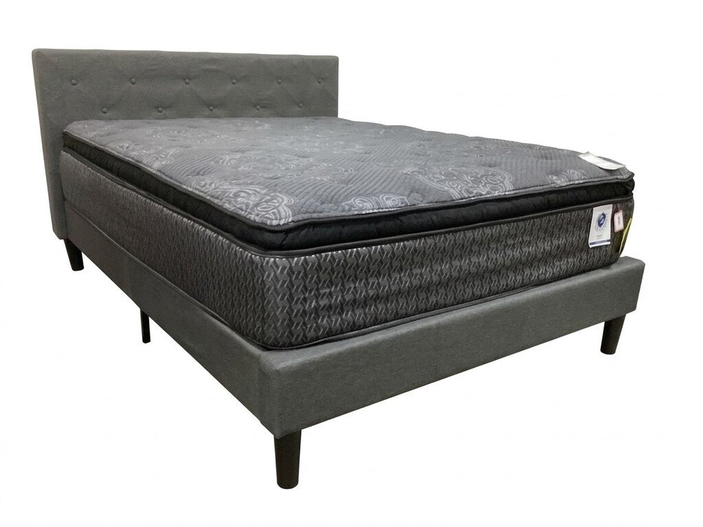 86493 Gray Upholstered Queen Bed Frame 61x26x41