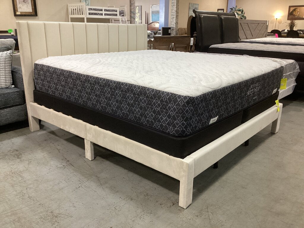 Beige Upholstered NEW King Platform Bed Frame 76x84x47 (CSF9465-B)