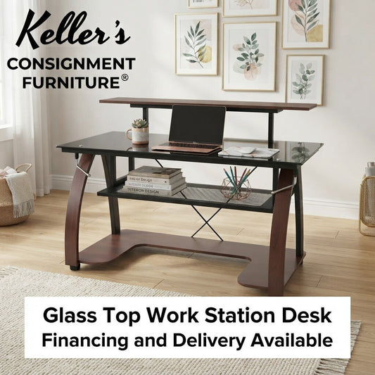 86510 - Glass Top Work Station Desk 48x23x37