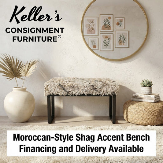 86519 - Moroccan-Style Shag Accent Bench 25x25x18