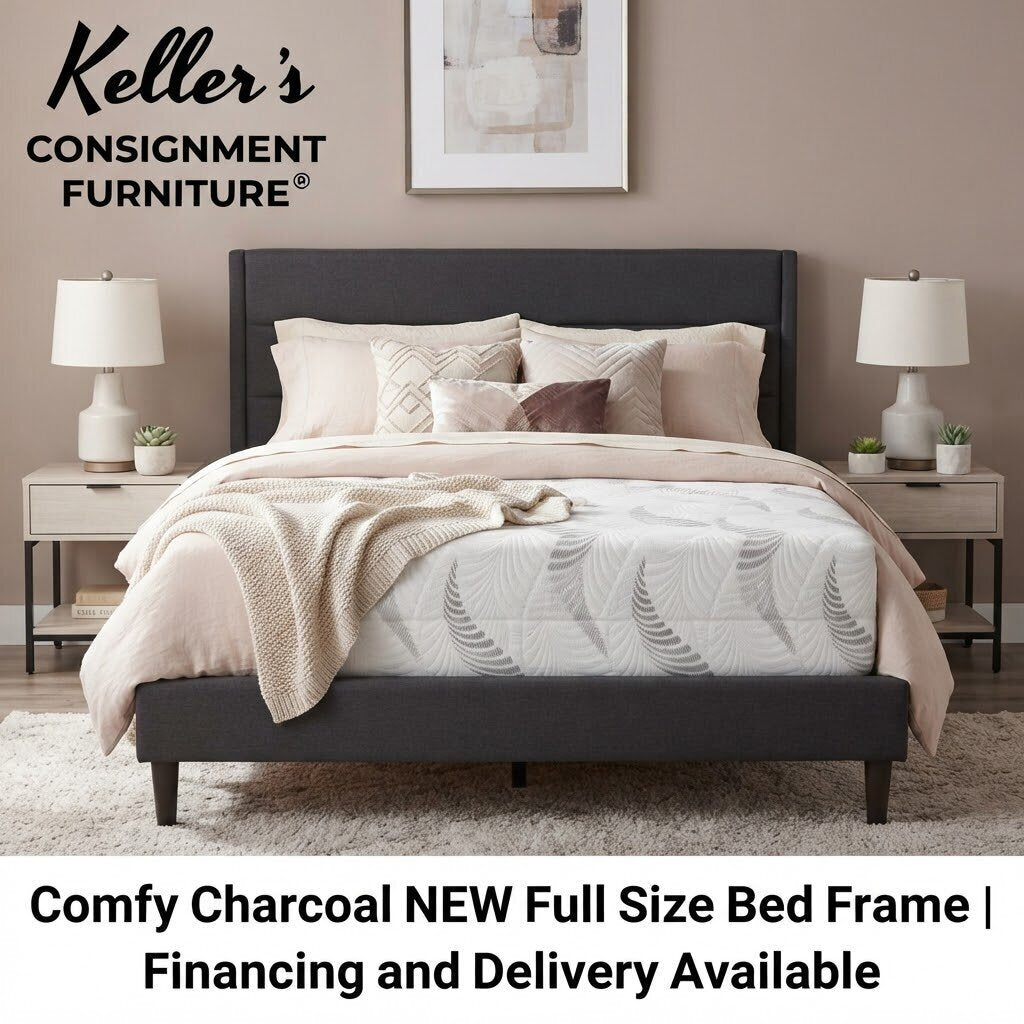 Comfy Charcoal NEW Full Size Platform Bed Frame 56x78x42 (CF9240-F)
