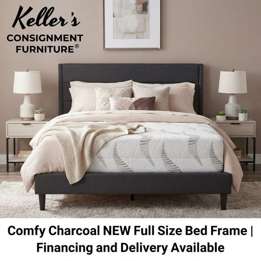 Comfy Charcoal NEW Full Size Platform Bed Frame 56x78x42 (CF9240-F)