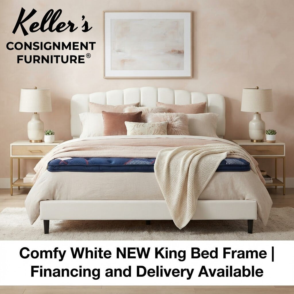 Comfy White NEW King Platform Bed Frame 79x84x51 (CFS9464-CK)