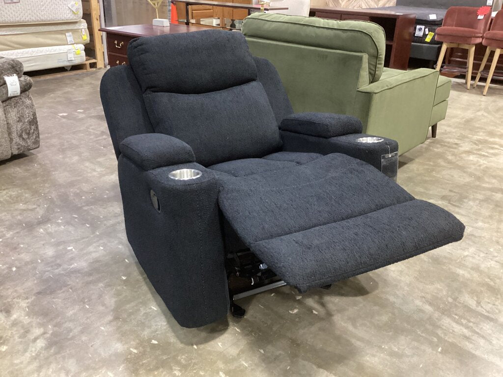 Dakota Black Chenille NEW Recliner Glider 37x36x41