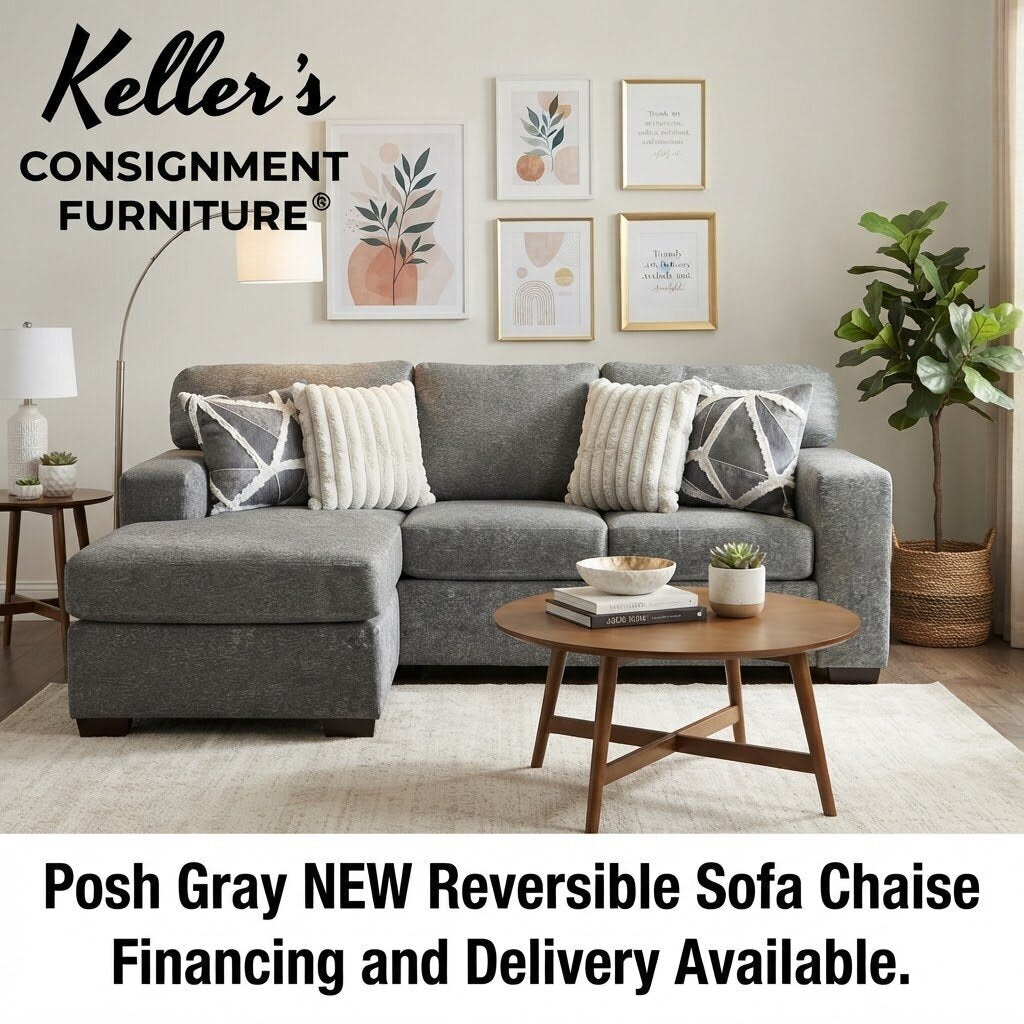 Posh Gray NEW Reversible Sofa Chaise 88x67x36 (6003-6055-POSG)