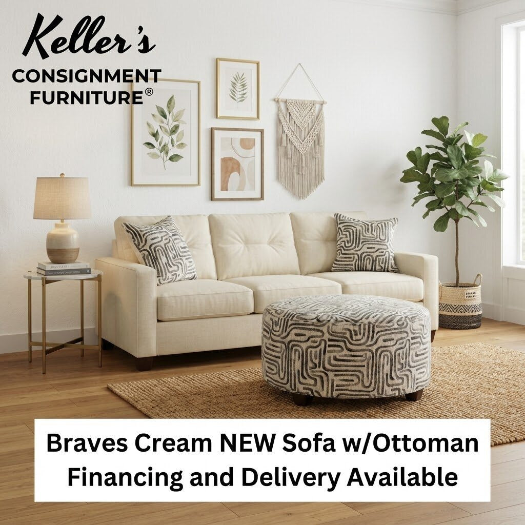 Braves Cream NEW Sofa w/Ottoman