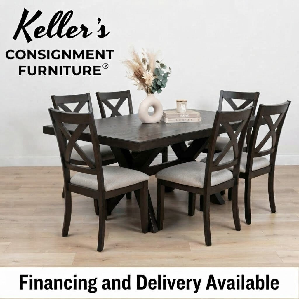86621 - Modern Farmhouse 7pc Dining w/Butterfly Leaf 40x62-80x30