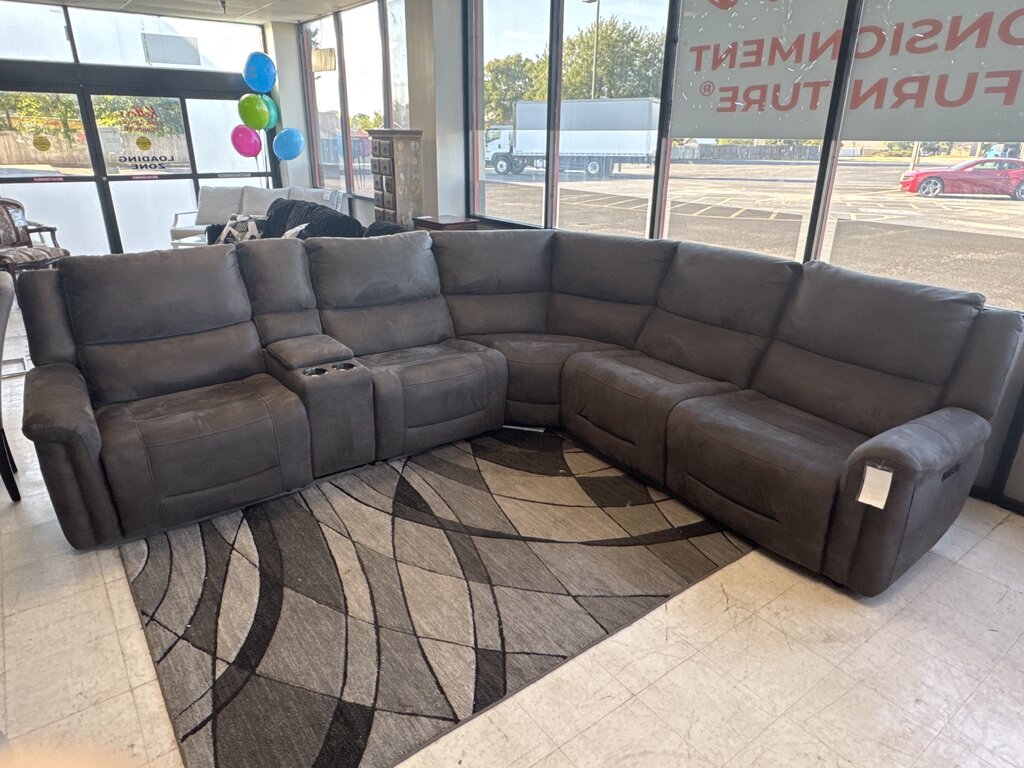 86605 - Gray Fabric Power Reclining Sectional