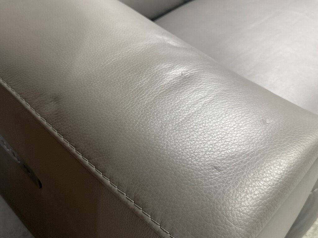 86606 - Gray Leather Power Reclining Sectional