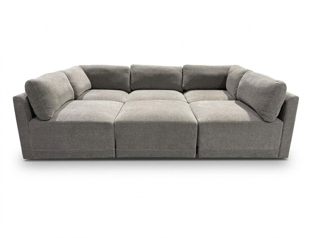 86626 - Modular 6pc Gray Waterfall Seat Sectional 70x140x34h