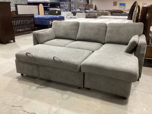 86617 - Gray Fabric Sleeper Sofa w/Reversible Storage Chaise 90x66x38