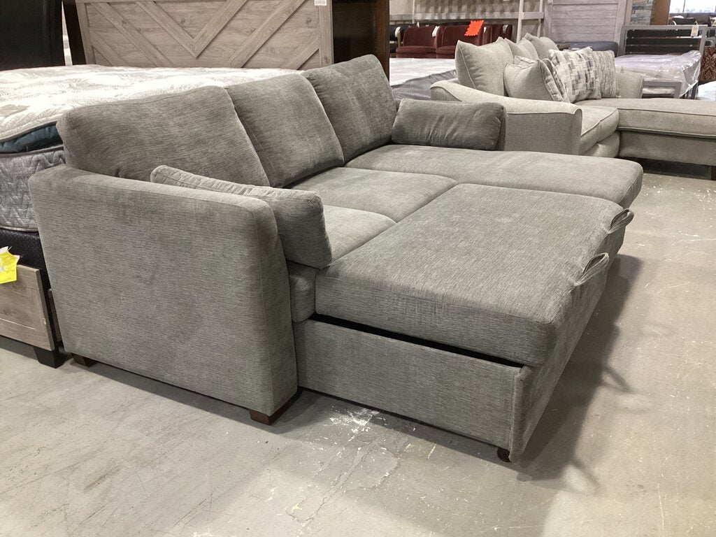 86617 - Gray Fabric Sleeper Sofa w/Reversible Storage Chaise 90x66x38