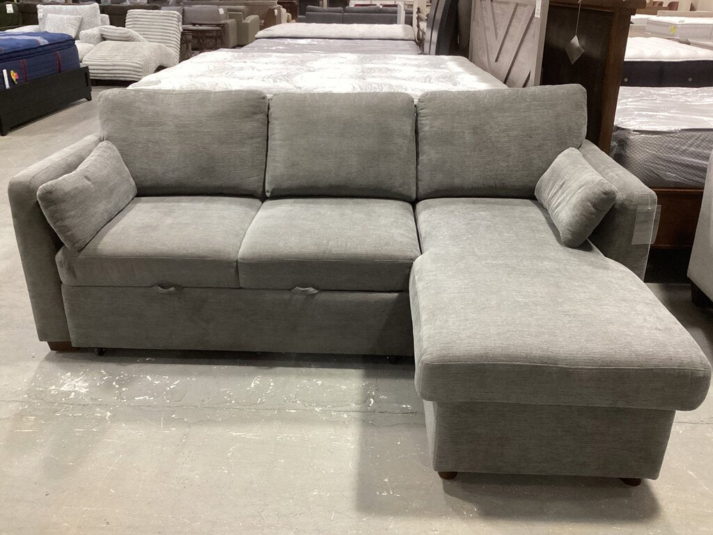 86617 - Gray Fabric Sleeper Sofa w/Reversible Storage Chaise 90x66x38