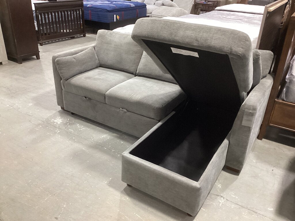 86617 - Gray Fabric Sleeper Sofa w/Reversible Storage Chaise 90x66x38