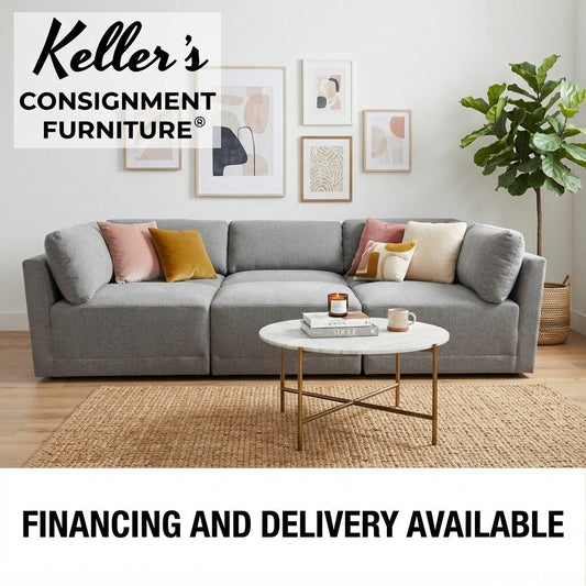 86626 - Modular 6pc Gray Waterfall Seat Sectional 70x140x34h
