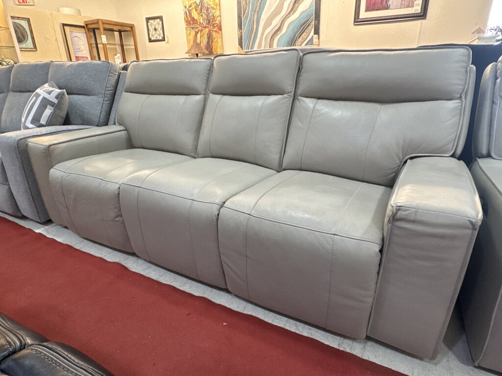 86601 - Greige Top Grain Leather Power Sofa