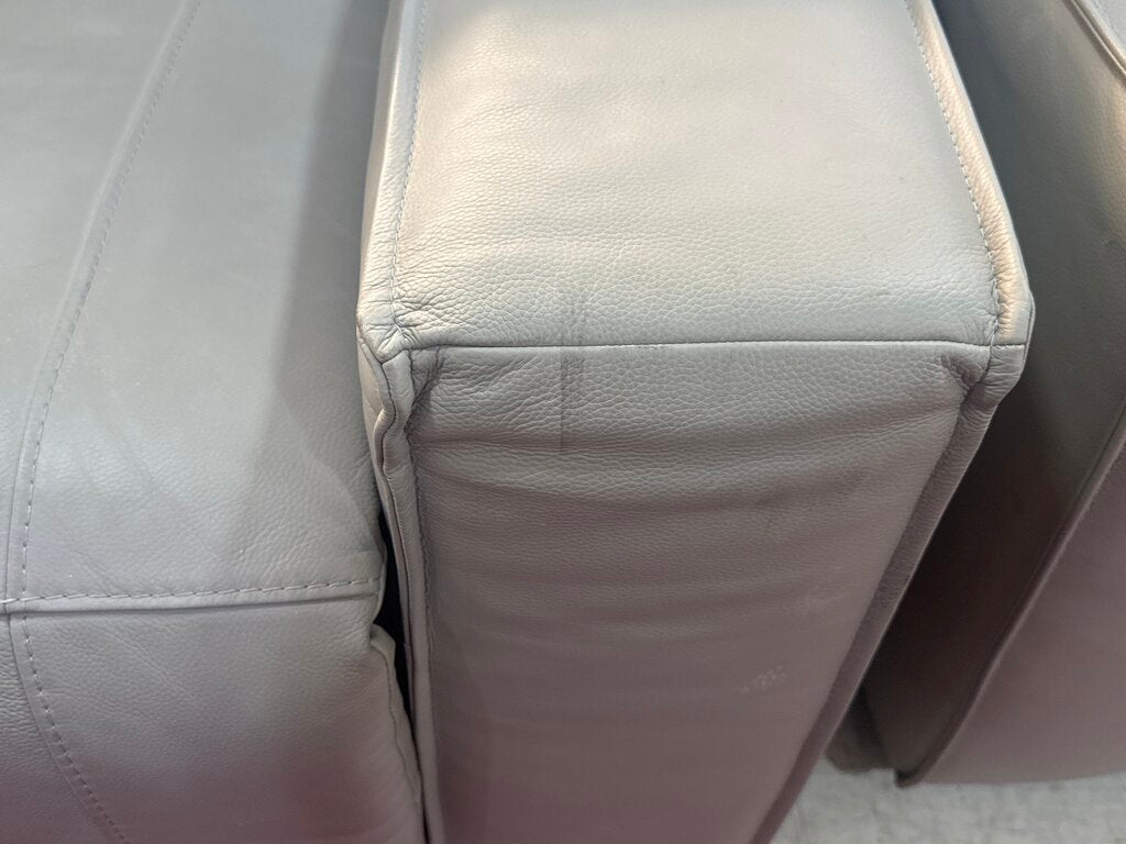 86601 - Greige Top Grain Leather Power Sofa