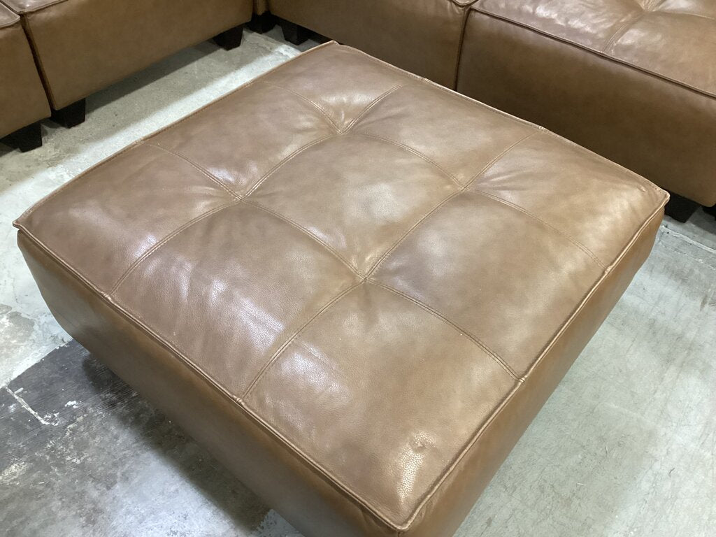 86598 - Brown Top Grain Leather 7pc Modular Sectional w/Ottoman