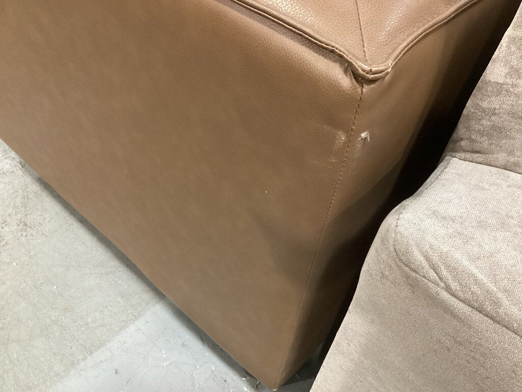 86598 - Brown Top Grain Leather 7pc Modular Sectional w/Ottoman
