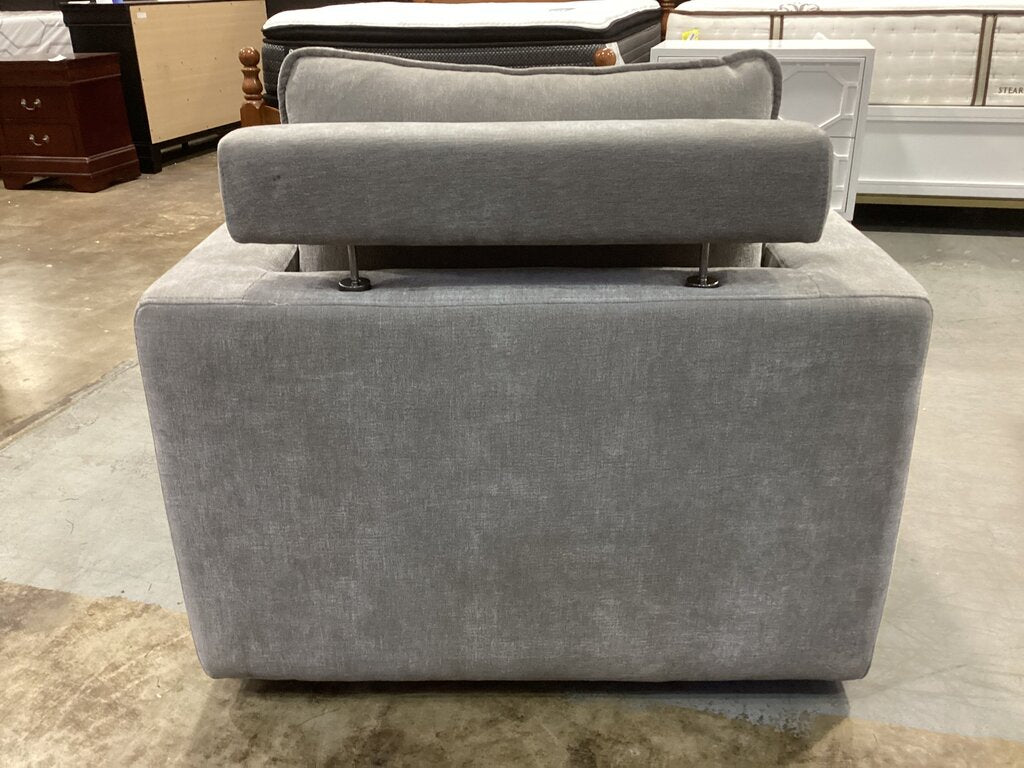 86624 - Gray Swivel Accent Chair w/Adjustable Headrest 36x38x34
