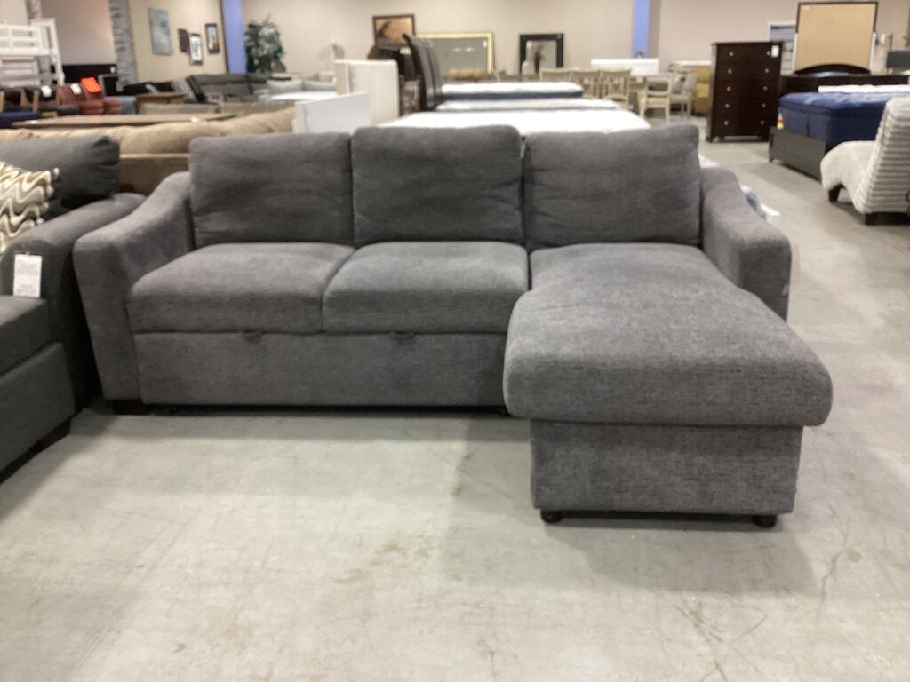 86627 - Dark Gray Fabric Sleeper Sofa w/Reversible Storage Chaise 90x66x38